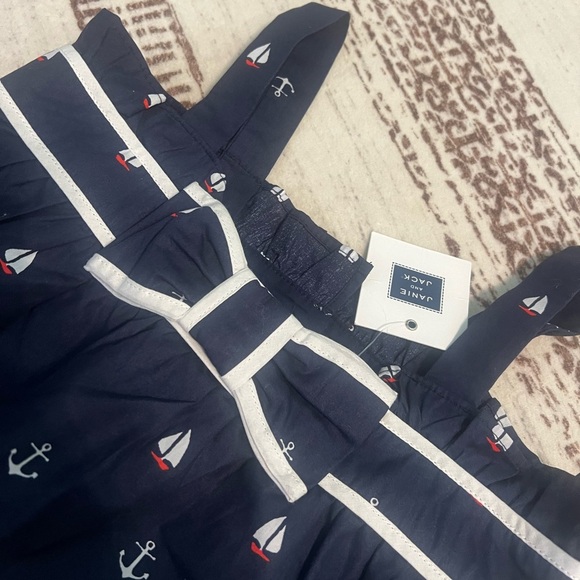 NWT Janie and Jack girl navy sailboat and anchor printed bow tank top size 6 - Picture 2 of 5